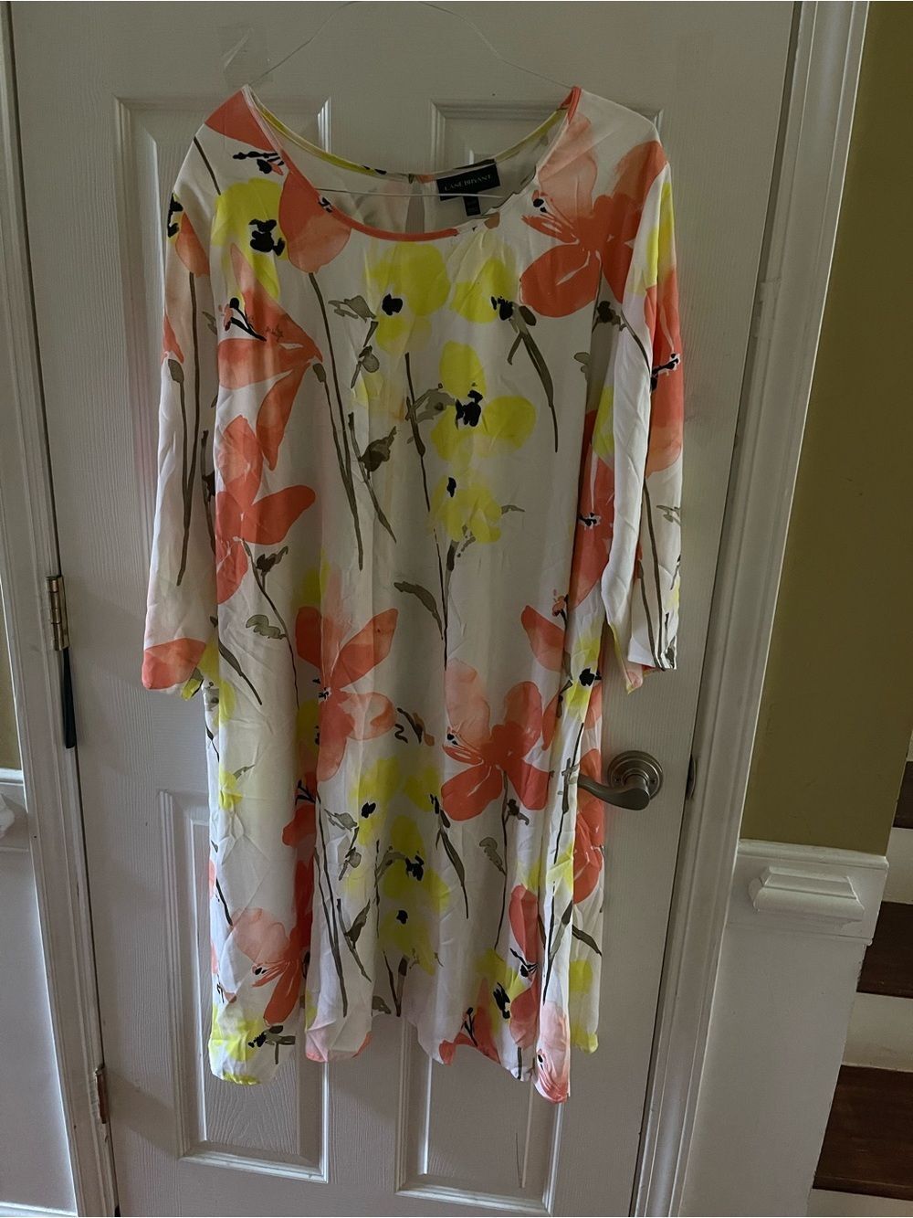 Lane Bryant White Dress with Coral & Yellow Floral PrintSZ 22/24